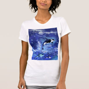 T-shirt Baleines tueuses en Pleine lune - Dessin artistiqu