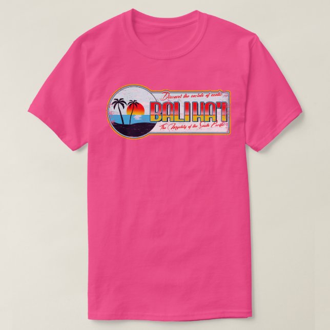 T-shirt Bali Hai du Pacifique Sud en détresse (Design devant)