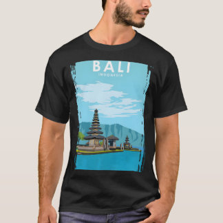 T-shirt Bali Indonésie Vintage Minimal Temple Travel Poste