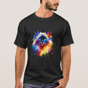 T-shirt Balinese couleur éclaboussure artistique Chat Siam