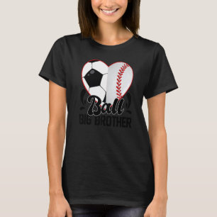 T-shirt Ball Big Brother Heart Football de base-ball softb