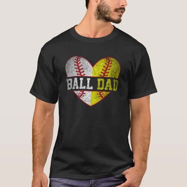 T-shirt Ball Dad Softball Baseball For Men Father Day (Devant)