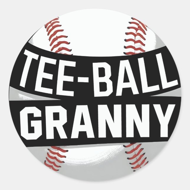 T-Shirt-Ball Granny Teeball Oma Runder Aufkleber (Vorderseite)