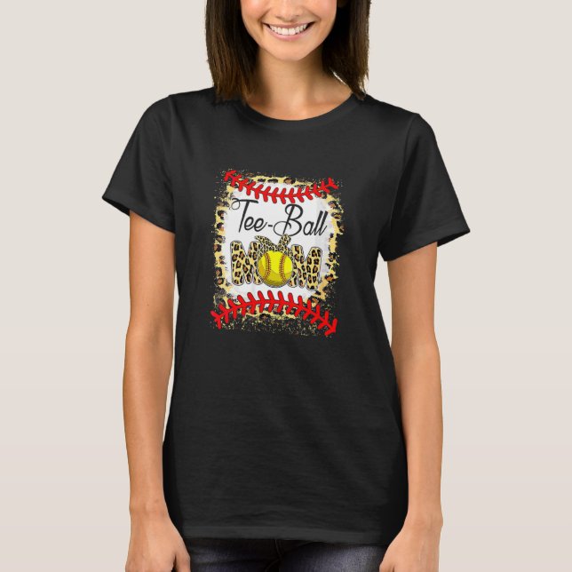 T-Shirt Ball Mama Softball Leopard geblasen Mutter (Vorderseite)