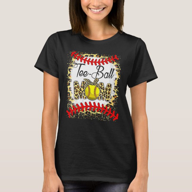 T-Shirt Ball Mama Softball Leopard geblasen Mutter (Vorderseite)