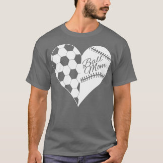 T-shirt Ball Maman Baseball Softball Coeur Blanc