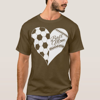 T-shirt Ball Maman Baseball Softball Coeur Blanc 1