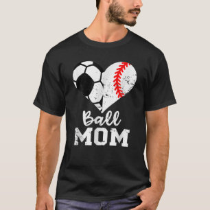 T-shirt Ball Maman Coeur Drôle Baseball Soccer Fête des Mè