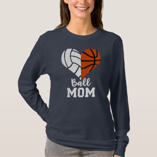 T-shirt Ball Maman Coeur Funny Volleyball Basketball Maman