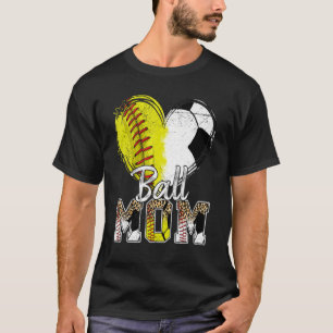 T-shirt Ball Maman Coeur Softball Soccer Sport Femmes Mère
