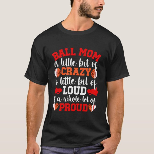 T-shirt Ball Maman Fier Basketball Baseball Maman (Devant)