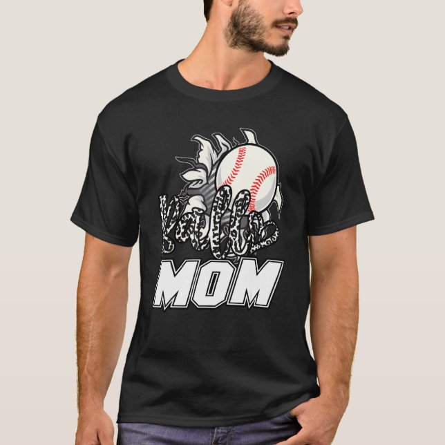 T-shirt Ball Mom Cheetah Baseball Softball Mama Women Moth (Devant)
