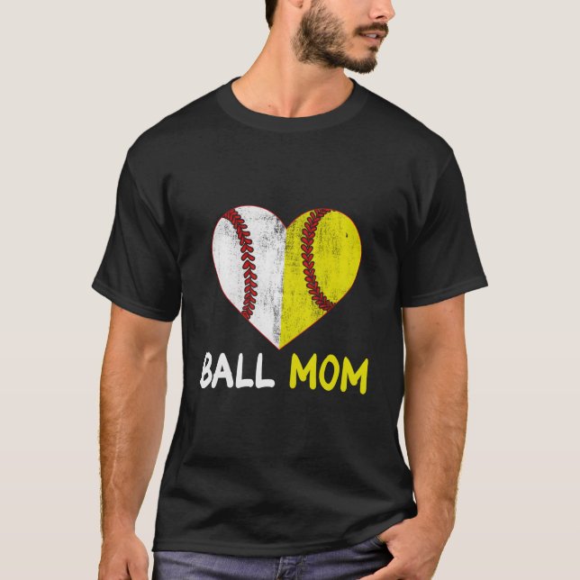 T-shirt Ball Mom He Softball Baseball Player Mothers Day (Devant)