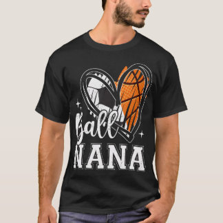 T-shirt Ball Nana Coeur Football Basketball Grand-Mère
