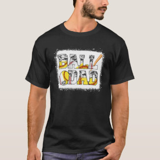 T-shirt Ball Papa Softball Papa Baseball Papa Jeu Jour Pèr