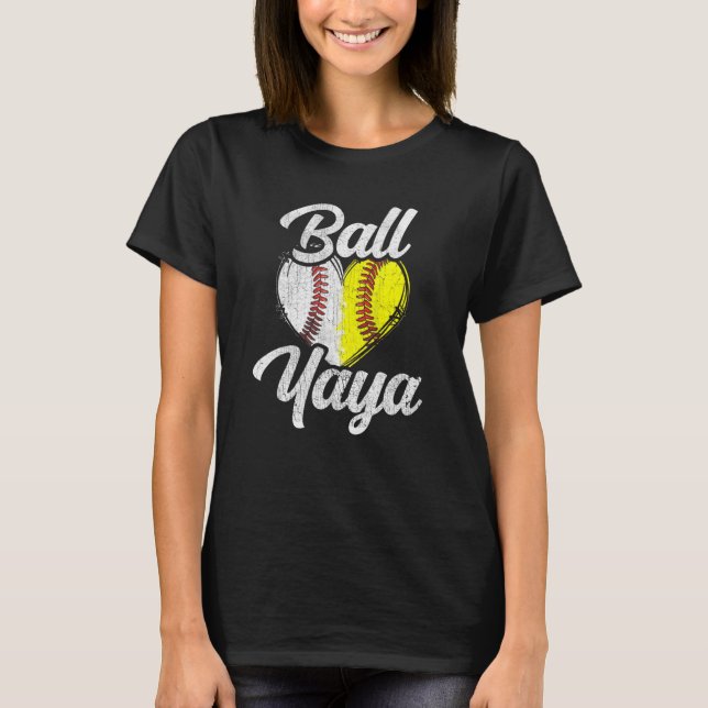 T-shirt Ball Yaya Baseball Softball Team Sports (Devant)