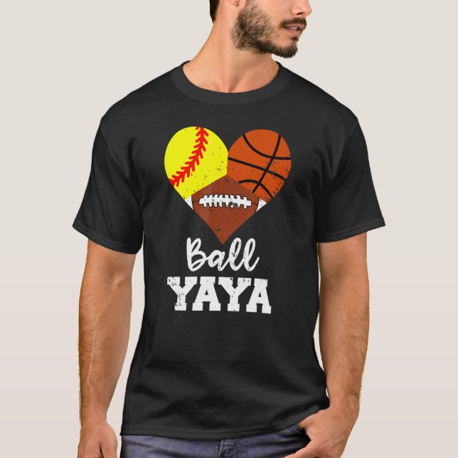 T-shirt Ball Yaya Heart Softball Basket Football Yaya (Devant)