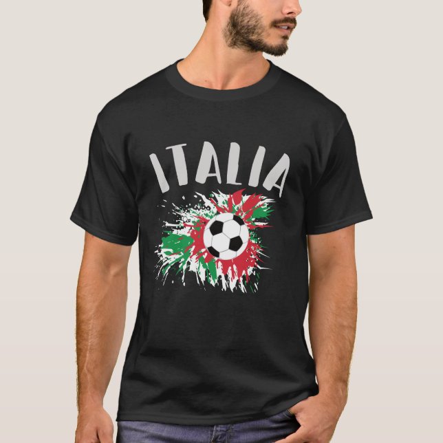 T-shirt Balle de football grunge drapeau de l'Italie (Devant)