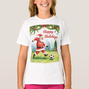 T-shirt Balle de football pour Noël avec le Père Noël