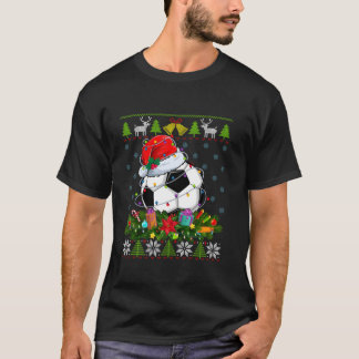 T-shirt Balle de football Santa Chapeau lumières de Noël m
