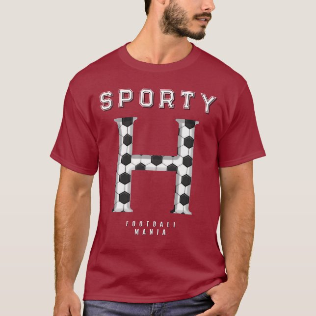 T-shirt Balle de Football Texture Initiale Typographie Spo (Devant)