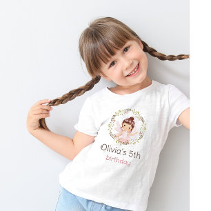 T-Shirt Ballerina Girl en Robe Rose Anniversaire