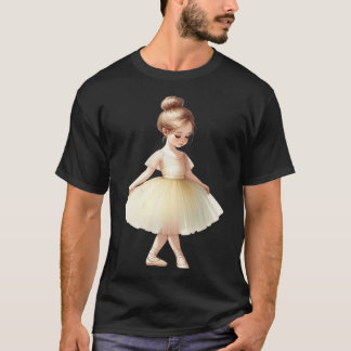 T-shirt Ballerina Jaune Fille Danse Ballet Aquarelle