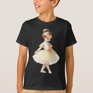 T-shirt Ballerina Jaune Fille Danse Ballet Aquarelle