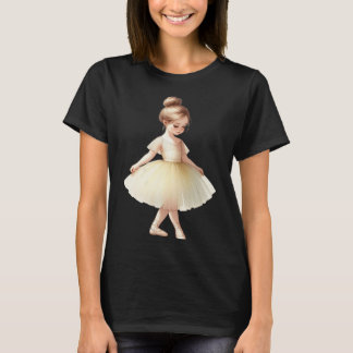 T-shirt Ballerina Jaune Fille Danse Ballet Aquarelle
