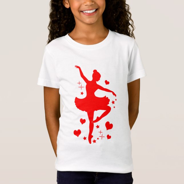 T-Shirt Ballerine avec des coeurs en silhouette (Devant)