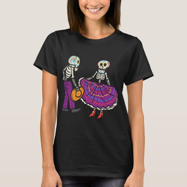 T-shirt Ballet Folklorico Skeleton Sugar Skull Dia De Los (Devant)