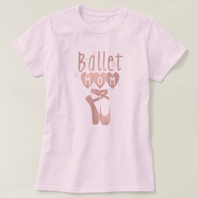 T-shirt Ballet Maman Rose Rose Or Étoiles & Coeurs (Design devant)