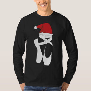 T-shirt Ballet Pointe Chaussure Noël Santa Hat