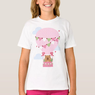T-shirt Ballon à air chaud avec capybara mignon