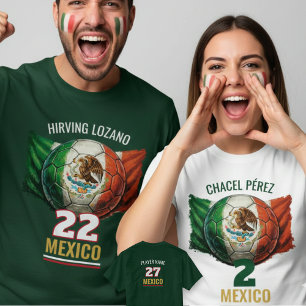 T-shirt Ballon de football drapeau national du Mexique pat