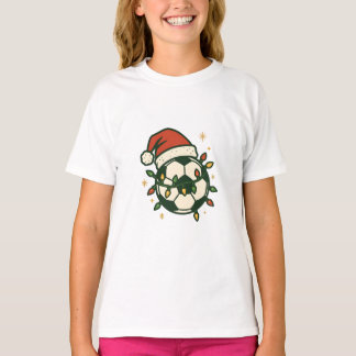 T-shirt Ballon de Football Lumières de Noël Chapeau de Pèr