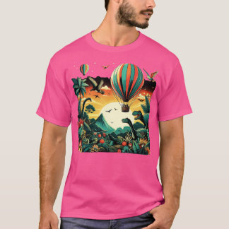 T-shirt ballon volant au-dessus d'une forêt vibrante avec 