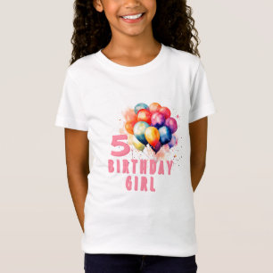 T-Shirt Ballons colorés Aquarelle Fille d'anniversaire