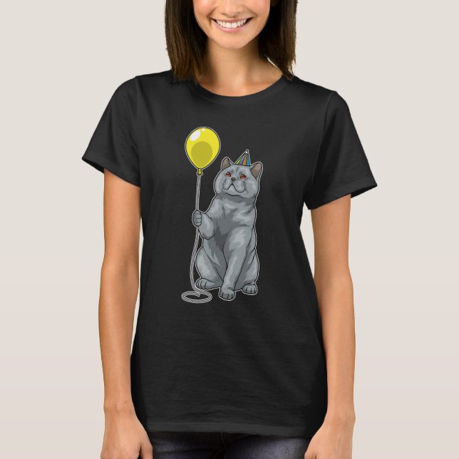 T-shirt Ballons d'anniversaire de Shorthair britannique (Devant)