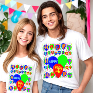 T-shirt Ballons d'anniversaire heureux personnalisés