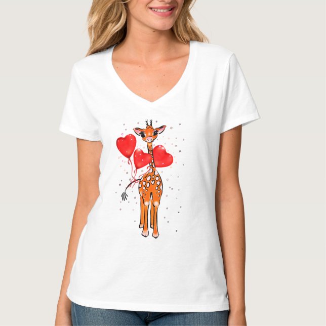 T-shirt Ballons de coeur de la belle Valentine (Devant)