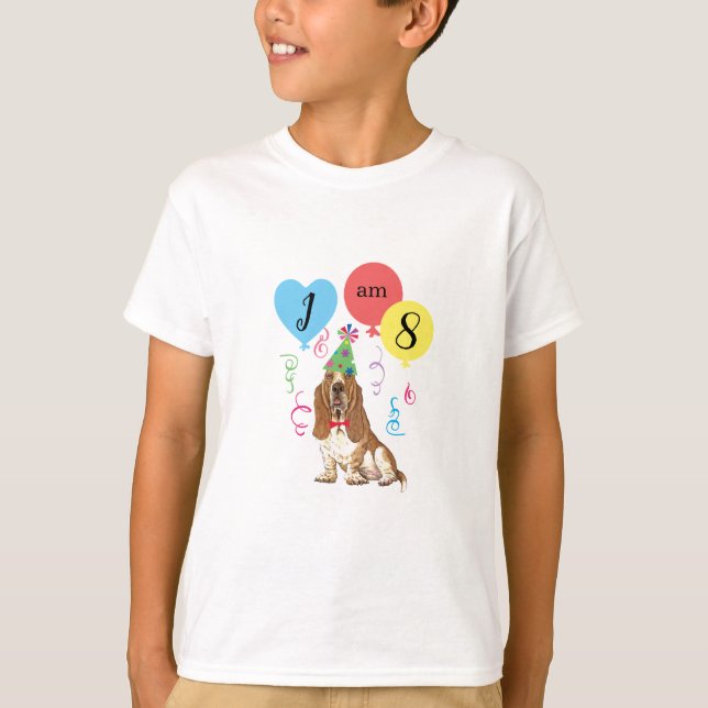 T-shirt Ballons de fête d'anniversaire Basset Hound (Devant)