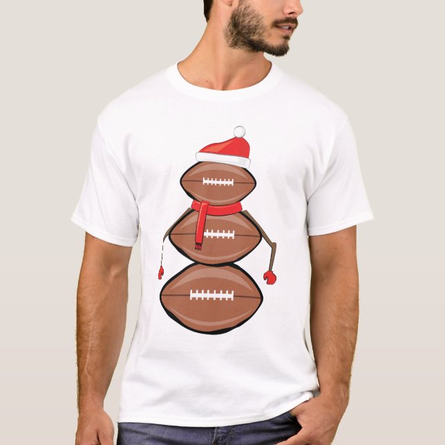 T-shirt Ballons de football de Noël amusant Snowman (Devant)