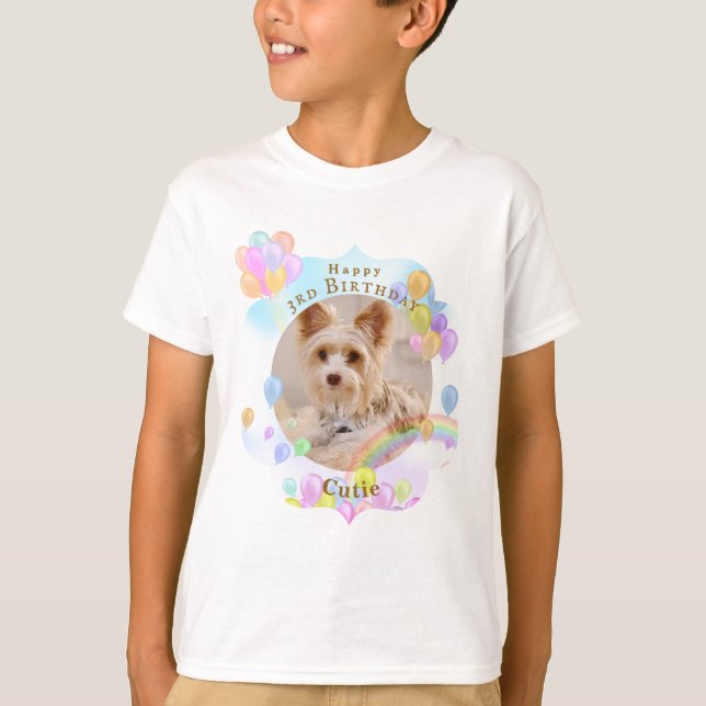 T-shirt Balloon bleu chien animal de compagnie (Devant)