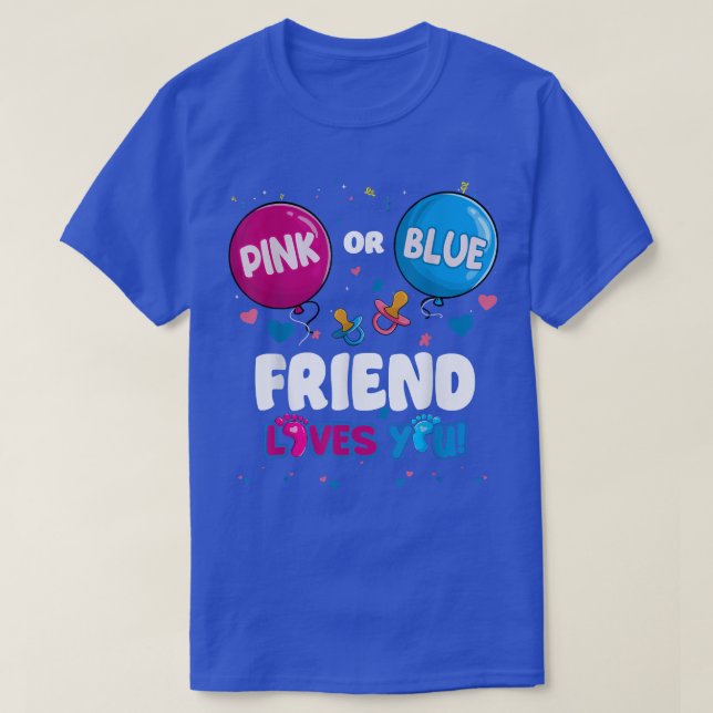 T-shirt Balloon rose ou bleu ami aime vous Genre Revea (Design devant)