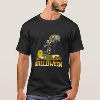 T-shirt Balloween Skeleton Basketball Player Fan Skeleton
