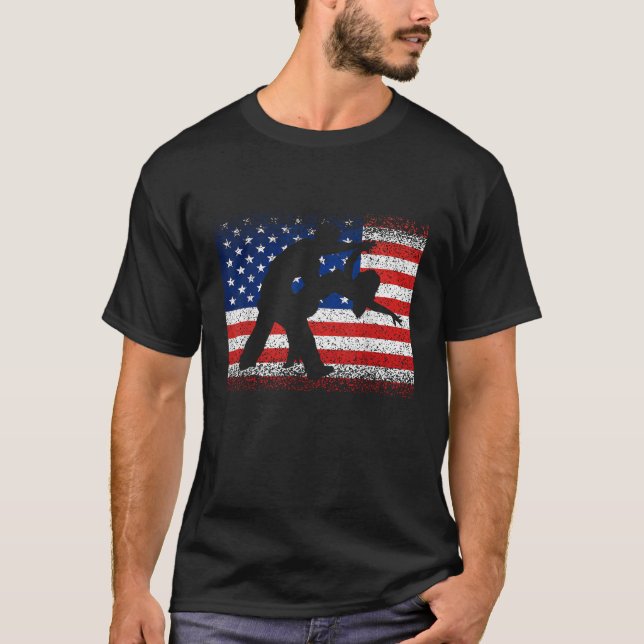 T-shirt Ballroom Dancing American Flag Dance Juillet 4 Fem (Devant)