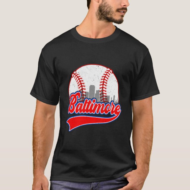 T-shirt Baltimore Cityscape Baseball (Devant)