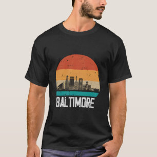 T-shirt Baltimore Usa Retro Vintage Sunset Skyline Baltimo