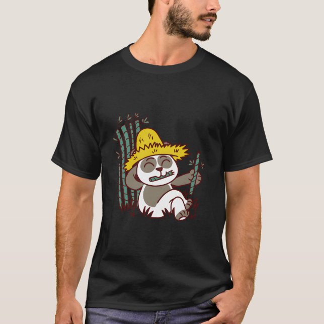 T-shirt Bamboo Eating Panda Farmer (Devant)